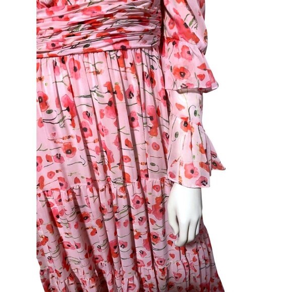 Mac Duggal Ieena Floral Gown 6 Backless Plunge Tiered Ruffled Coquette Twee - Picture 6 of 14